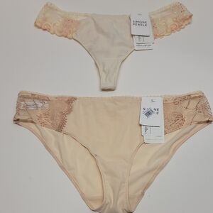 Simone Perele Peach Lace Bikini & Thong Set